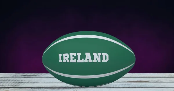 Composición Pelota Rugby Decorada Con Texto Ireland Sobre Fondo Negro — Foto de Stock