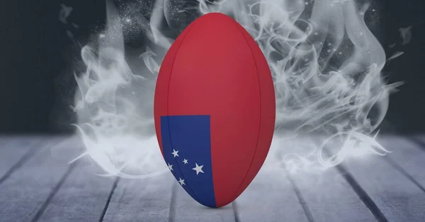 Zusammensetzung Des Rugby Balls Mit Der Flagge Von Samoa Auf — Stockfoto