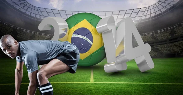 Composition Male Football Player Sports Stadium Sport Competition Concept Digitally — Stock Photo, Image