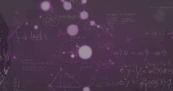 Image Données Avec Des Formules Scientifiques Molécules Globe Sur Interface — Photo