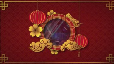 Çin çerçevesi üzerinden veri işleme animasyonu. Küresel iş ve dijital arayüz kavramı dijital olarak oluşturulmuş video.