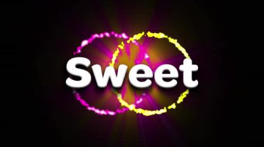 Siyah arkaplan üzerine tatlı metin animasyonu. Sosyal medya ve dijital arayüz konsepti dijital olarak oluşturulmuş video.