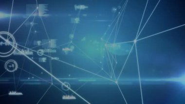 Animation of network of connections over light spots. Global business and digital interface concept digitally generated video.