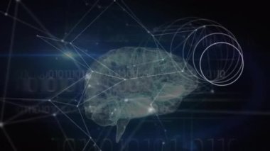Veri işleme üzerinden bağlantı ağının animasyonu. küresel iş ve dijital arayüz kavramı dijital olarak oluşturulmuş video.