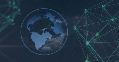 Dünya üzerindeki bağlantı ağının animasyonu. küresel iş ve dijital arayüz kavramı dijital olarak oluşturulmuş video.