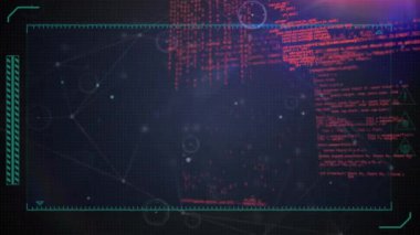 Işıldayan noktalarla bağlantı ağı üzerinden veri işleme animasyonu. Dijital olarak oluşturulan küresel bağlantılar ve veri işleme kavramı.