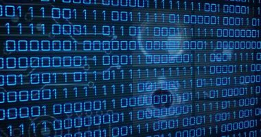 Siyah arkaplan üzerinde veri işleme animasyonu. küresel iş ve dijital arayüz kavramı dijital olarak oluşturulmuş video.