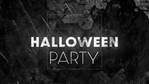 Animacja Halloween Party Tekst Nad Ruchome Kształty Halloween Tradycja Koncepcja — Wideo stockowe