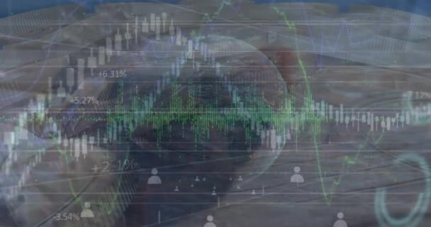 Animazione Dell Elaborazione Dei Dati Sulle Monete Concetto Globale Business — Video Stock