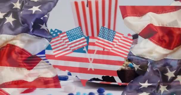 Animation Country Coloured Flag Usa Cake Flags Usa Global Patriotism — Stock Video