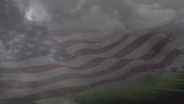 Animation Thunders Lightning Flag United States American Waving American Tradition — Stock Video