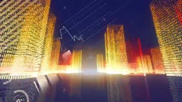 Animation Data Processing Digital City Global Business Digital Interface Concept — Vídeos de Stock