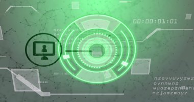 Beyaz arkaplandaki simgelerle olan bağlantı ağlarının taranması. Küresel teknoloji, çevrimiçi güvenlik ve dijital arayüz kavramı dijital olarak oluşturulmuş görüntü.