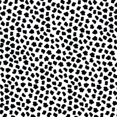 Beyaz arkaplanda birden fazla siyah nokta şekilleri var. renk ve şekil kavramı dijital olarak oluşturulmuş görüntü.