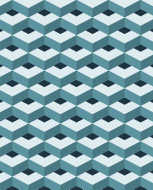 Siyah arkaplana karşı kusursuz desenli yeşil üç boyutlu soyut geometrik şekillerin soyut çizimi. Kusursuz desenli arkaplan çizimleri