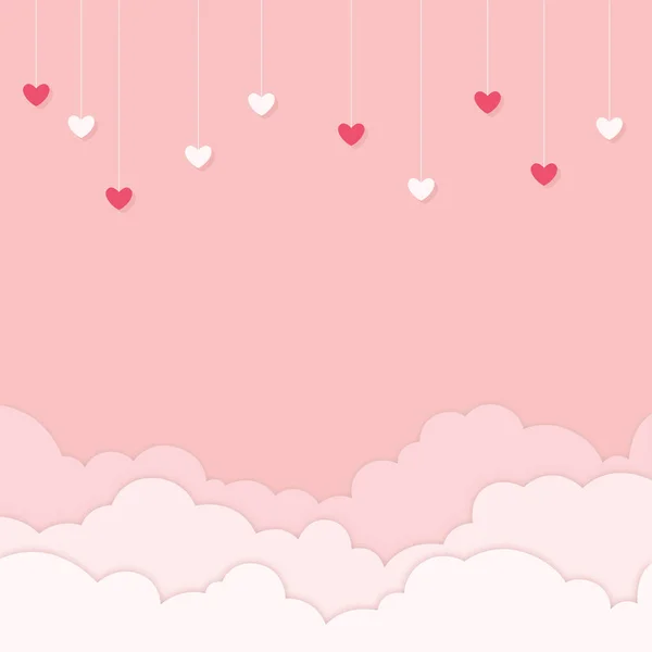 Vários Corações Vermelhos Brancos Pendurados Fundo Rosa Dia Dos Namorados — Fotografia de Stock