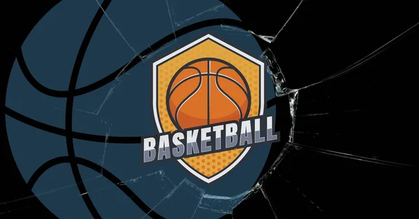 Склад Баскетбольного Знаку Баскетболом Засмученому Тлі Концепція Спорту Конкуренції Цифрове — стокове фото