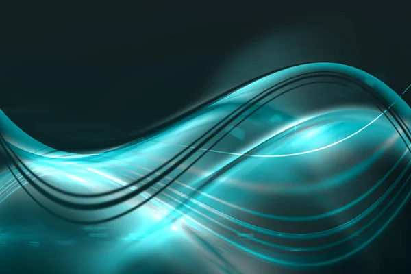 Abstrakte Darstellung Grün Glühender Digitaler Wellen Vor Schwarzem Hintergrund Illustration — Stockfoto