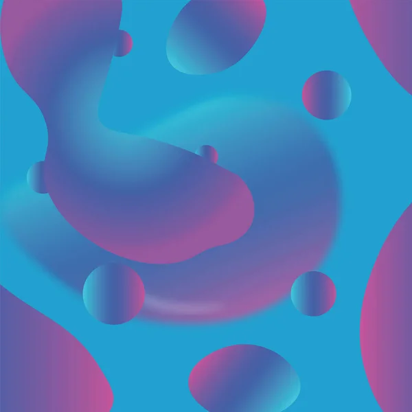 Blue and purple liquid shapes and circles on gradient blue background. colour and shape concept digitally generated image.