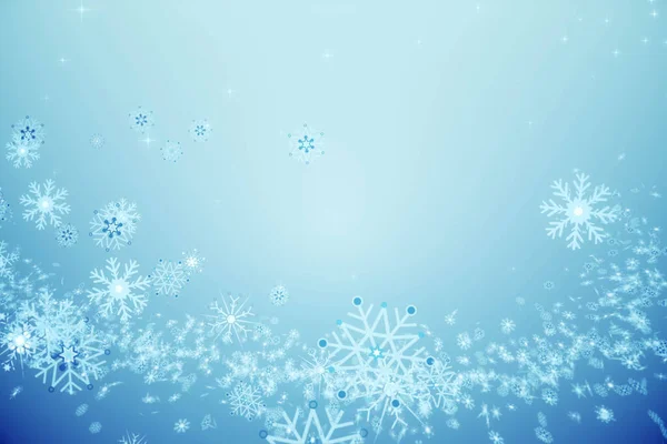 Ilustración Abstracta Copos Nieve Navideños Sobre Fondo Azul Fondo Navidad —  Fotos de Stock