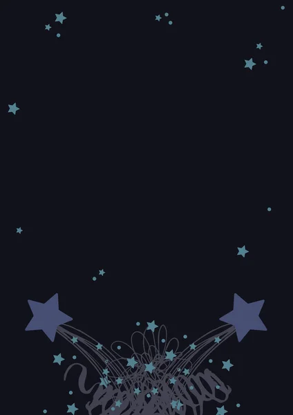 Abstract illustration of blue stars and shooting stars against black background. background with abstract shapes and textures concept