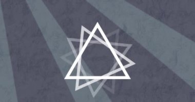 Beyaz üçgenin animasyonu, kusursuz bir döngü içinde hipnotik hareketlerle dönen gri çizgilerin ana hatlarını çizer. Tekrarlama soyut ve renk kavramı dijital olarak oluşturuldu.