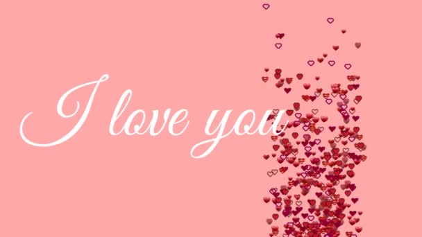 Animace Slov Love You Written White Text Red Heart Shaped — Stock video