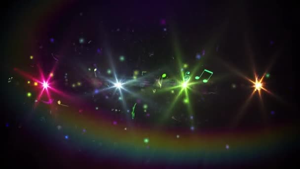 Animacja Ekranu Pasmami Interferencji Pokazująca Cztery Obracające Się Kolorowe Reflektory — Wideo stockowe
