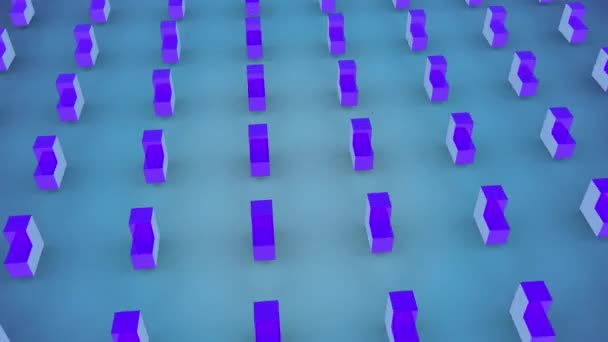 Анімація Абстрактних Фіолетових Металевих Форм Рухаються Формі Синьому Фоні — стокове відео