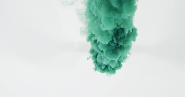 Green Cloud Smoke Moving White Background Colour Movement Concept Digitally — Stock Video