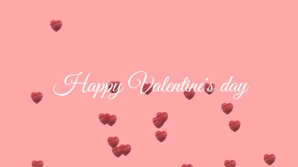 Animație Cuvintelor Happy Valentines Day Scris Text Alb Baloane Formă — Videoclip de stoc