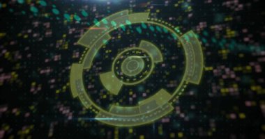 Hareket eden sütunların üzerinde tarama ve veri işleme alanı görüntüsü. Küresel teknoloji, çevrimiçi güvenlik ve dijital arayüz kavramı dijital olarak oluşturulmuş görüntü.