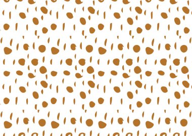 Kahverengi yıldızların soyut çizimi ve beyaz arka planda pürüzsüz desenli fırça darbeleri. Kusursuz desenli arkaplan kavramına sahip çizimler