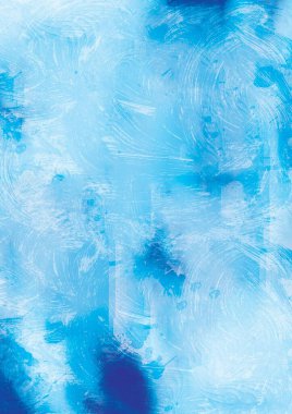 Beyaz arka planda mavi boya fırçası darbelerinin soyut çizimi. Soyut şekiller kavramına sahip soyut desenli arkaplan