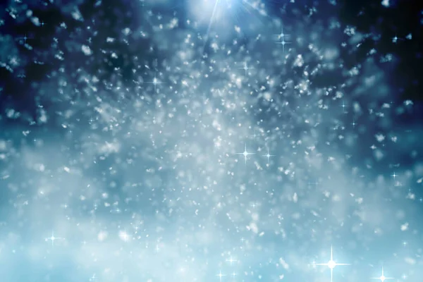 Abstraktní Ilustrace Vánoční Zářící Hvězdy Světelné Skvrny Modrém Pozadí Vánoční — Stock fotografie