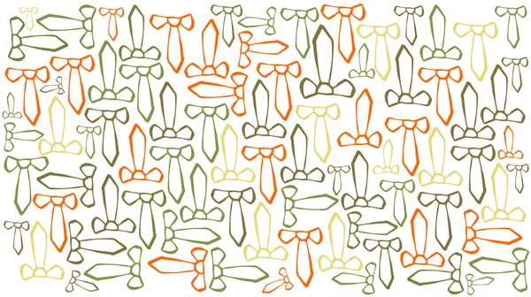 Abstrakt Illustration Flera Gröna Och Orange Slips Och Pilbåge Ikoner — Stockfoto