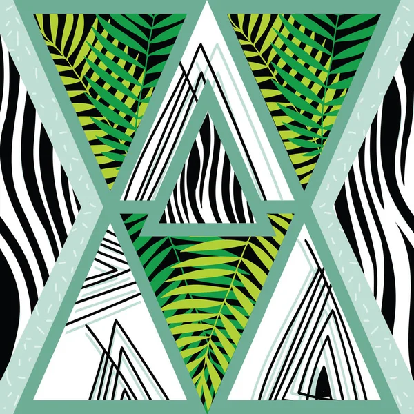 Geometric Green White Black Leaf Zebra Patterns Colour Geometry Concept — Stock Photo, Image