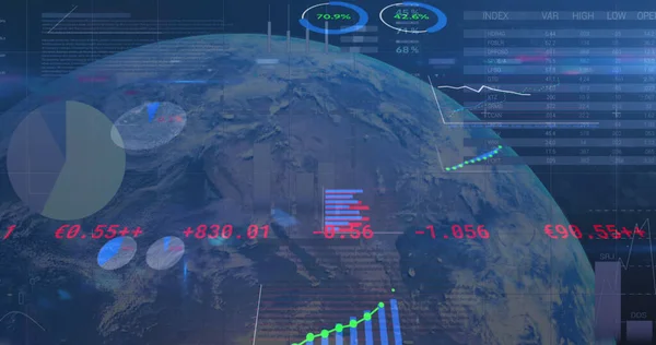 Afbeelding Van Gegevensverwerking Hele Wereld Blauwe Achtergrond Global Business Digital — Stockfoto
