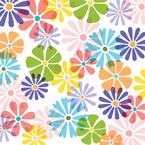 Beyaz Arka Planda Çok Renkli Örtüşen Çiçekler Renk Şekil Kavramı — Stok fotoğraf