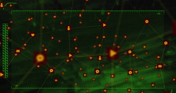 Bild Der Datenverarbeitung Und Des Netzwerks Von Verbindungen Auf Dunklem — Stockfoto