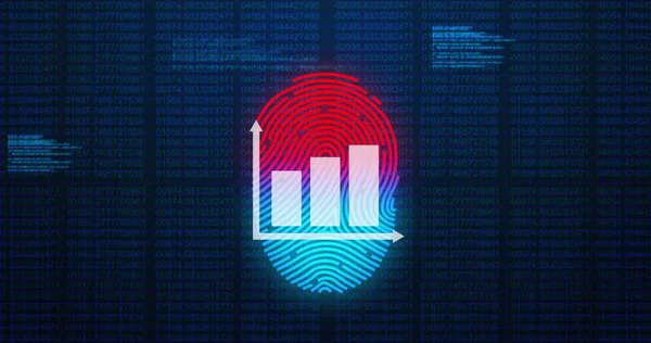 Imagem Ícone Gráfico Barras Sobre Scanner Impressão Biométrica Processamento Dados — Fotografia de Stock
