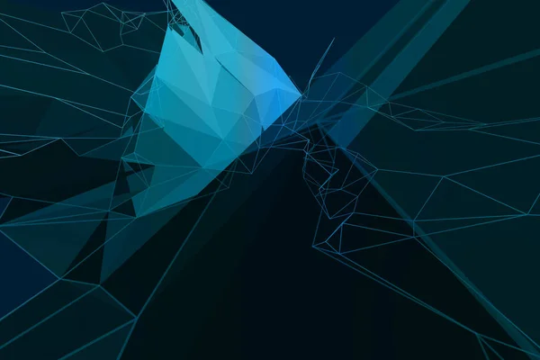 Абстрактна Ілюстрація Синіх Геометричних Багатокутних Форм Чорному Тлі Фон Абстрактною — стокове фото