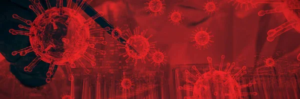 Coronavirus Witte Achtergrond Tegen Het Centrum Met Lichtspoor Rivier Test — Stockfoto