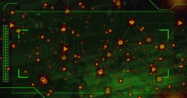 Imagem Processamento Dados Rede Conexões Sobre Fundo Escuro Conexões Globais — Fotografia de Stock