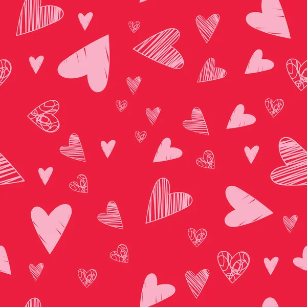 Flera Rosa Hjärtan Röd Bakgrund Alla Hjärtans Dag Romantik Kärlek — Stockfoto