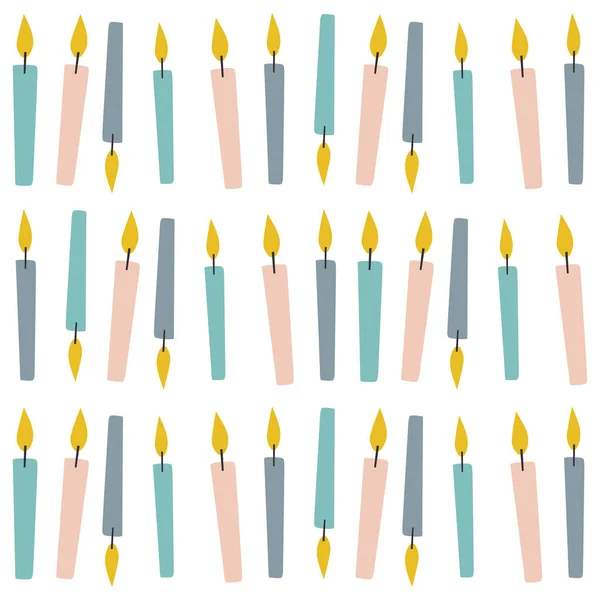 Кілька Барвистих Запалених Свічок Рядках Білому Тлі Днем Народження Вечірка — стокове фото
