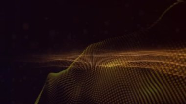 Çoklu ışıldayan ışık noktalarının animasyonu ağ oluşturur ve siyah zemin üzerinde hipnotik hareketlerle hareket eden bağlantılar ağı. Renk ve hareket kavramı dijital olarak oluşturuldu.