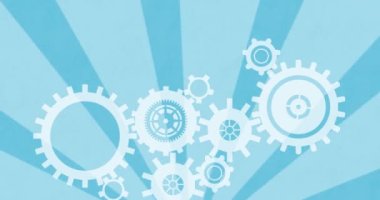 Mavi parlak çizgiler üzerinde dönen çarkların animasyonu kusursuz döngü içinde hipnotik hareketlerle hareket ediyor. Tekrarlama soyut ve renk kavramı dijital olarak oluşturuldu.