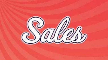 Arka planda kırmızı çizgili beyaz metin satışı animasyonu. perakende iletişim arayüzü kavramı dijital olarak oluşturulmuş görüntü.