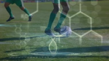 3 boyutlu DNA dizilimi ve veri işleme analizlerinin canlandırılması, bir futbol oyuncuları fırın alanındaki bir maç sırasında sahada